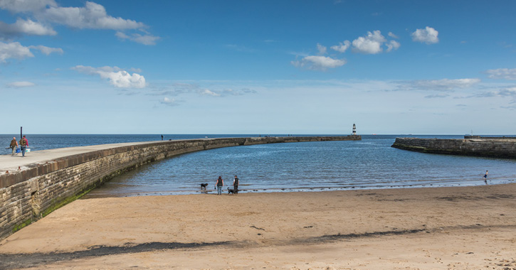 View of slope beach on a sunny day at Seaham, Durham Heritage Coast